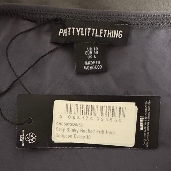 PrettyLittleThing Metallic Grey/Purple Ruched Mini Dress - Picture 3 of 5